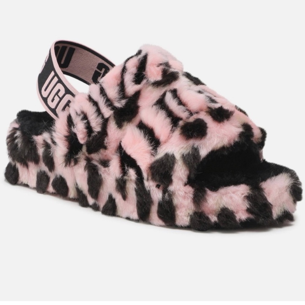 BRAND NWT UGG SLIPPERS Fluff Yeah Slide Leopard Slippers